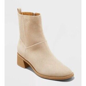 Women's Ashley Low Block Ankle Boots Taupe Universal Thread SIZE 7.5